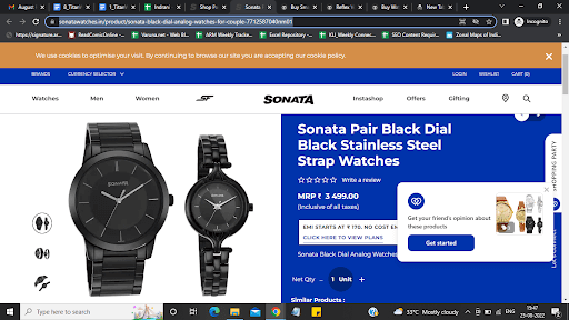 Black Dial Black Stainless Steel Strap Watch